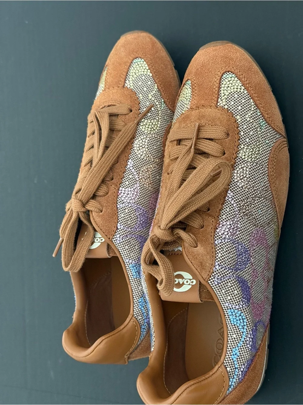 Coach Suede Sneaker with Iridescent Crystal Paneling Size 10 NEW